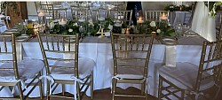 SAMPLE PICTURE ONLY table decor using gold table numbers